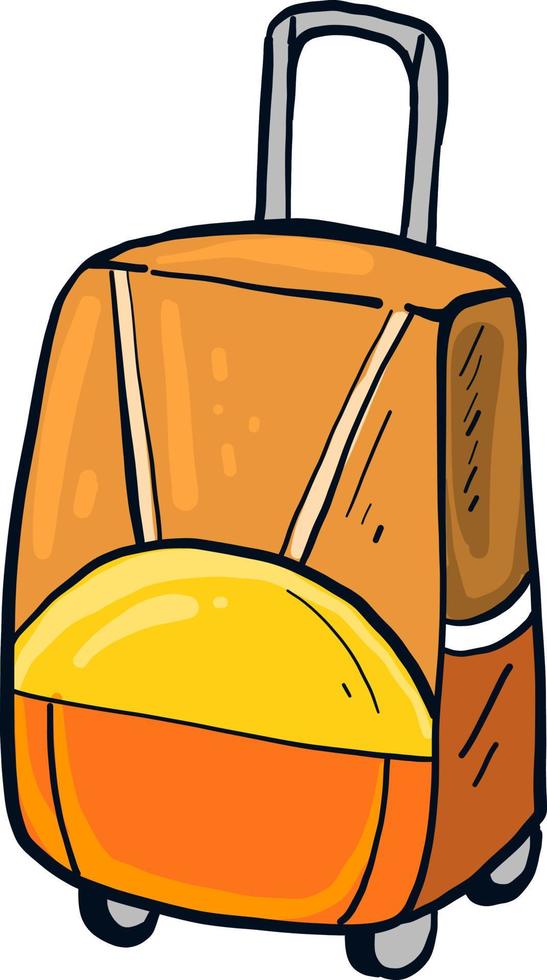 Orange suitcase, illustration, vector on white background.