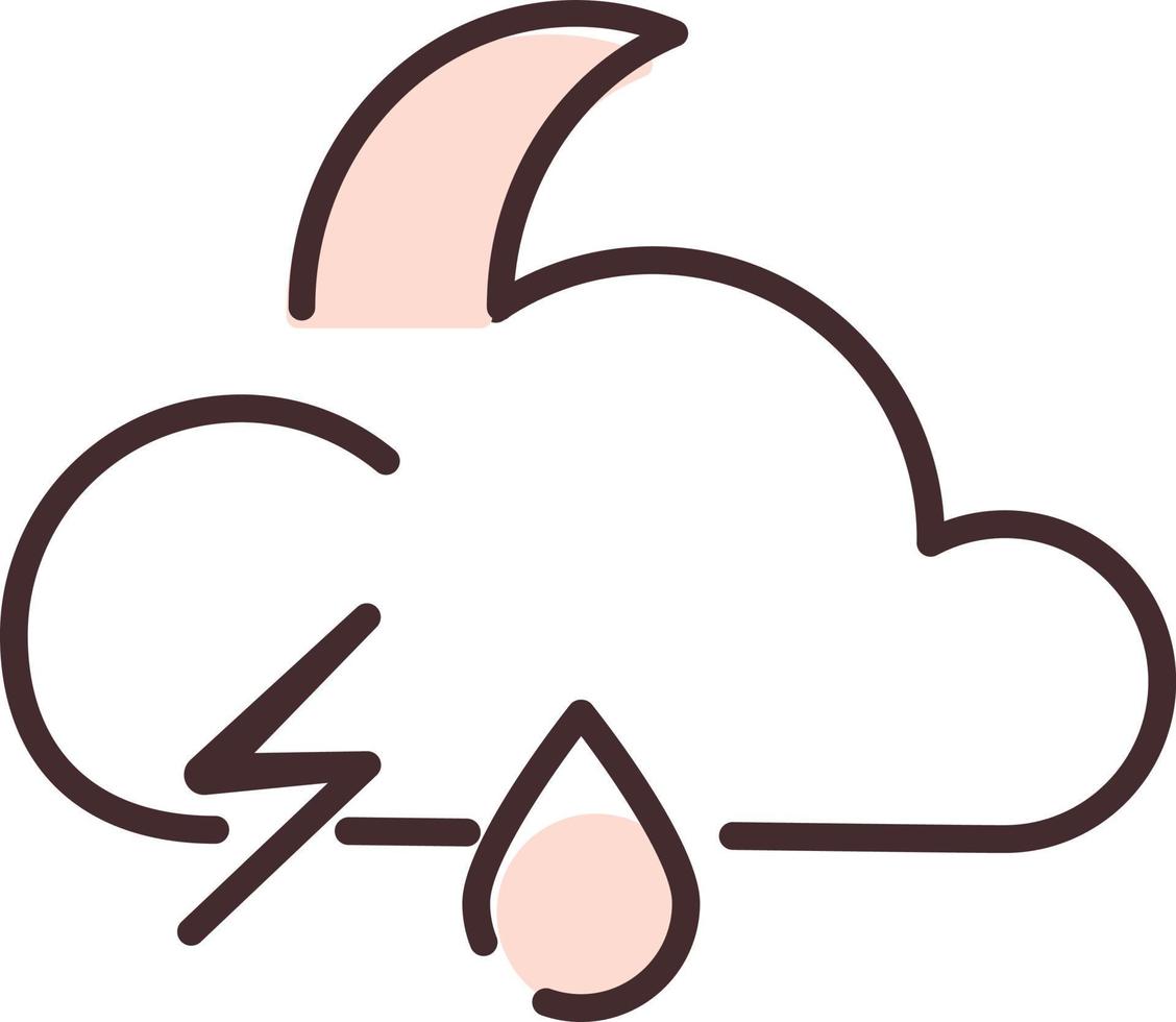 Thunderstorm with rain, illustration, vector, on a white background. vector