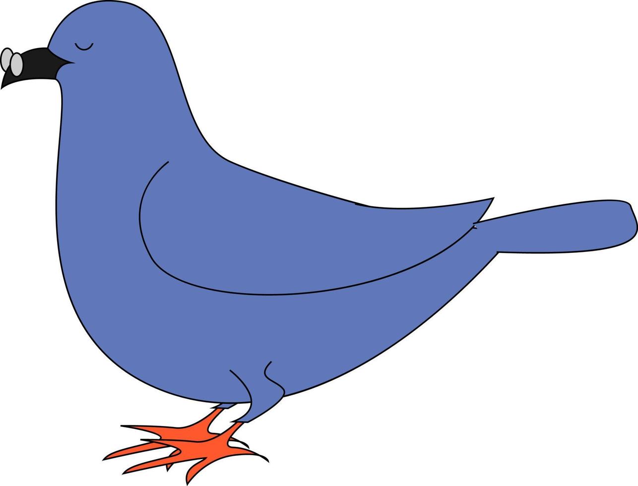 Blue dove with glasses, illustration, vector on white background.