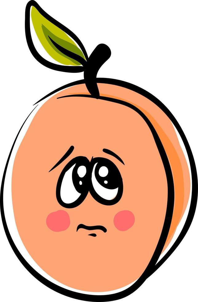 Sad apricot, illustration, vector on white background.