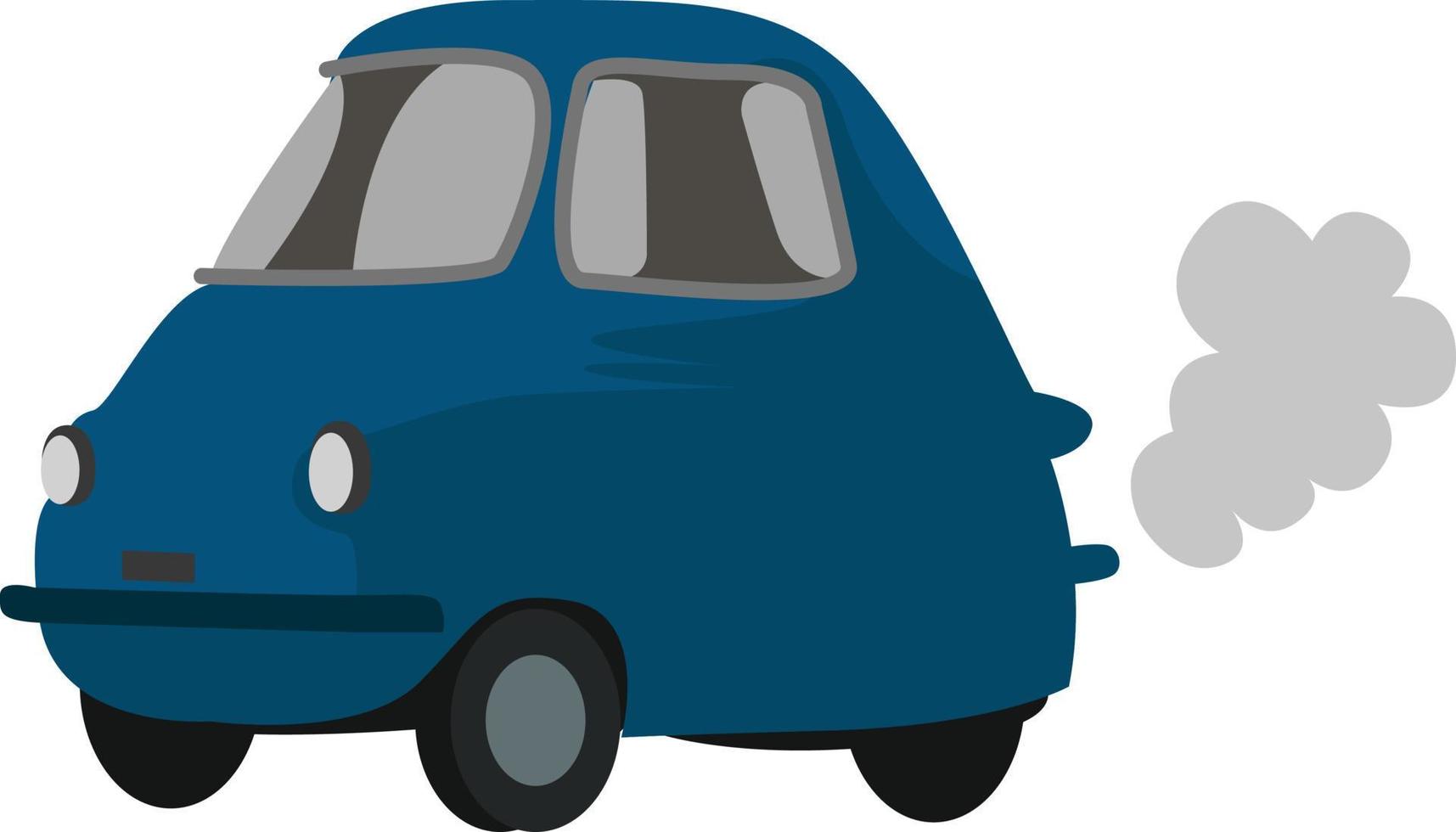 Small blue car, illustration, vector on white background