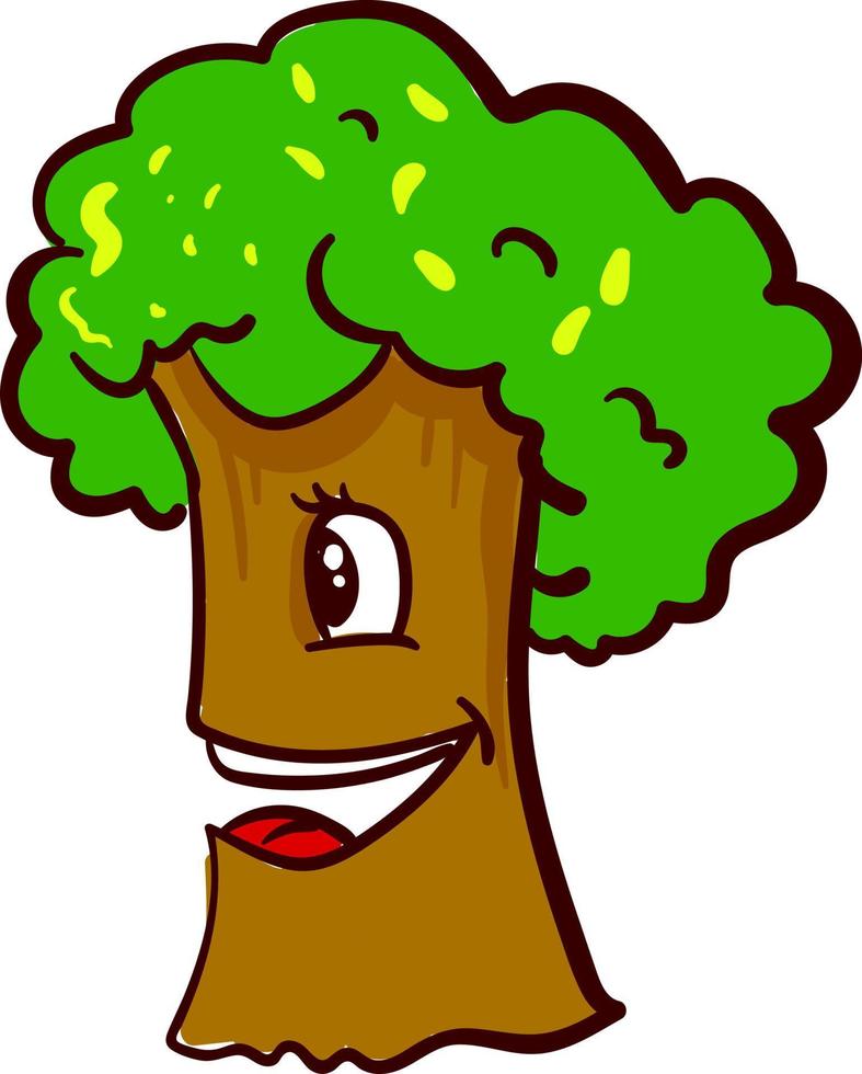 Happy tree, illustration, vector on white background.