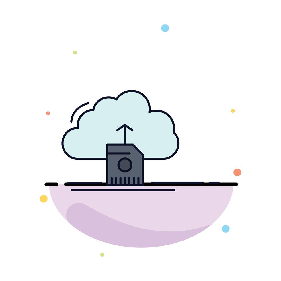 cloud upload save data computing Flat Color Icon Vector