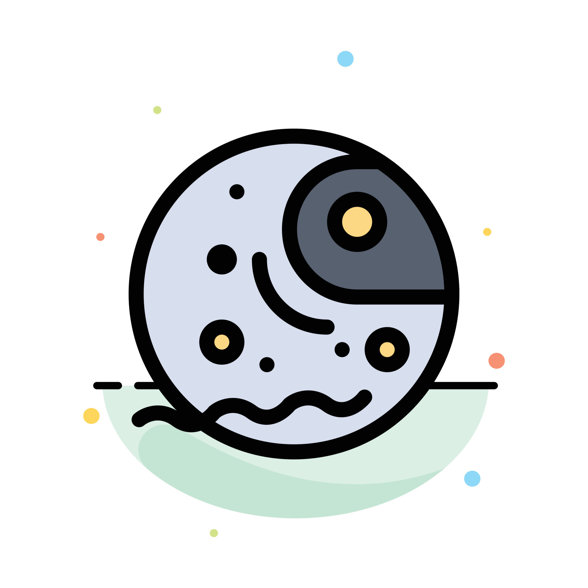 Distant Gas Giant Planet Abstract Flat Color Icon Template ...