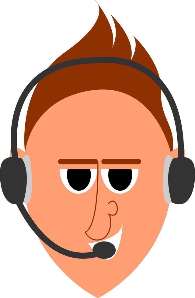 Operater with headset, illustration, vector on white background