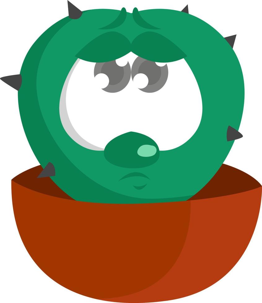 Sad cactus,illustration,vector on white background vector