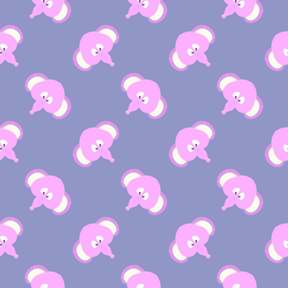 Baby elephant , seamless pattern on a purple background. vector