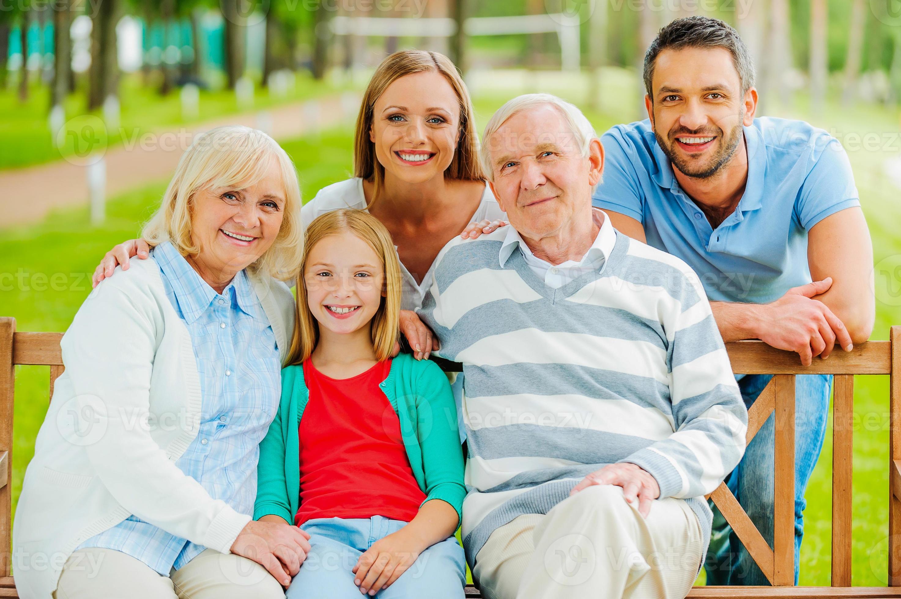 Happy family. Happy family of five people bonding to each other and