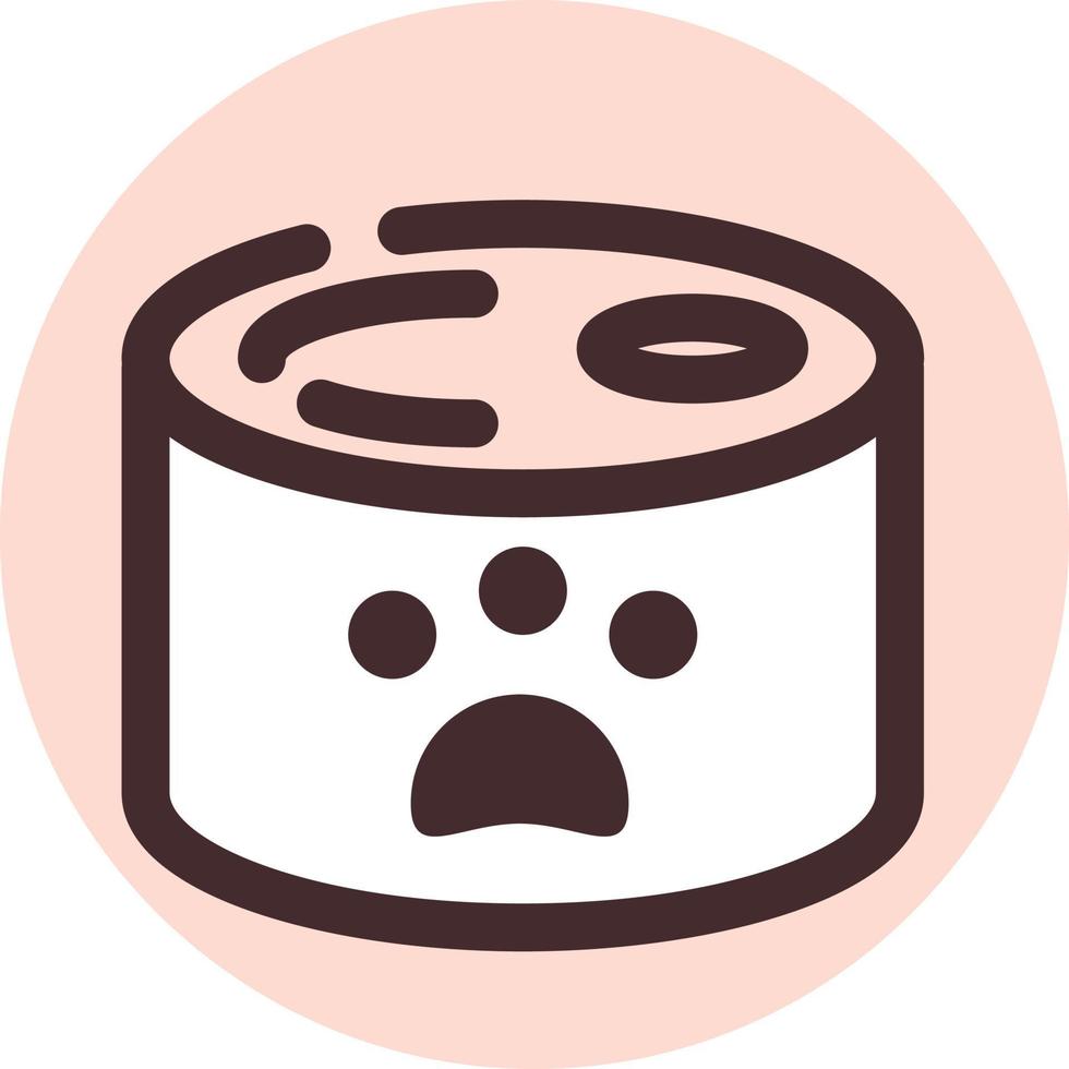 Pet food in can, illustration, vector on a white background.