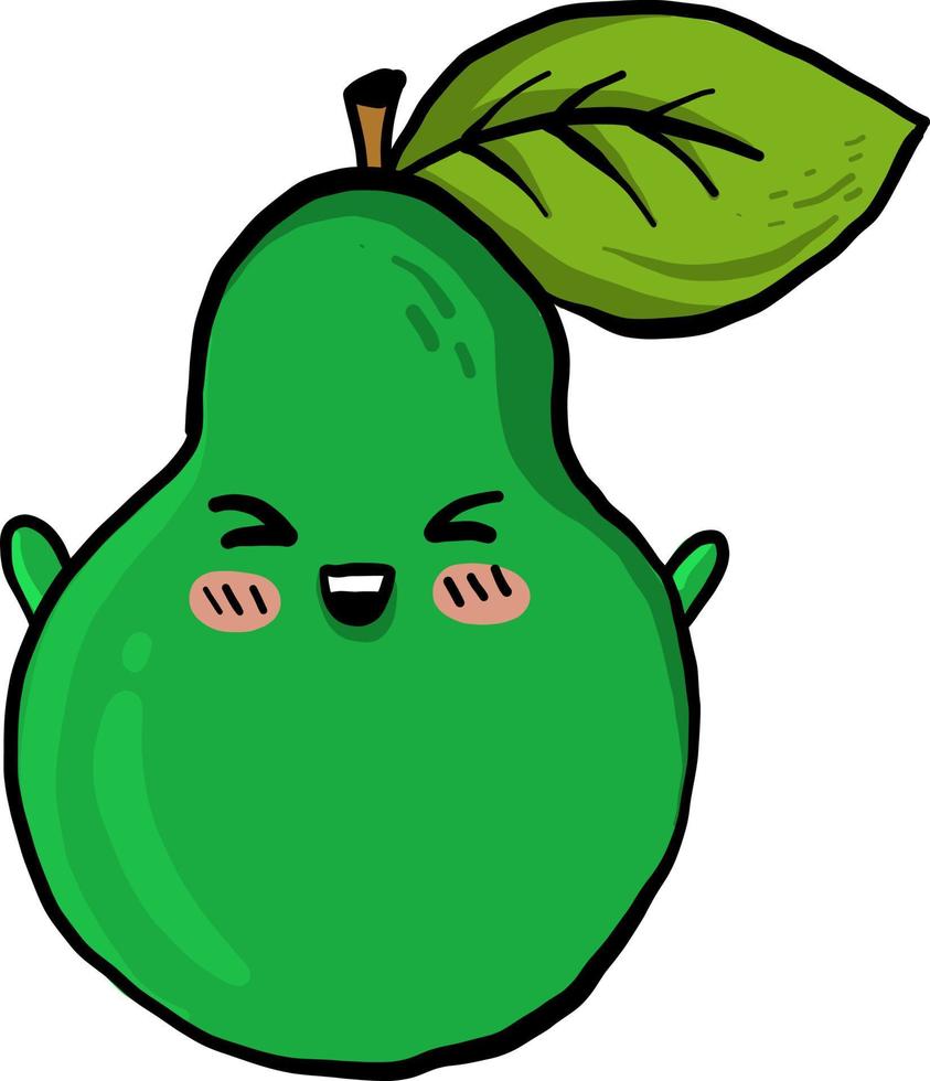 Green upset pear, illustration, vector on white background