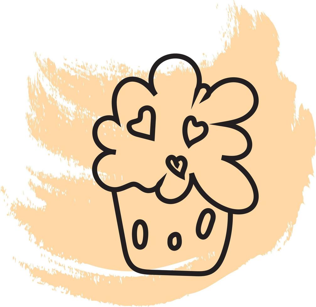 Festive cupcake, icon illustration, vector on white background