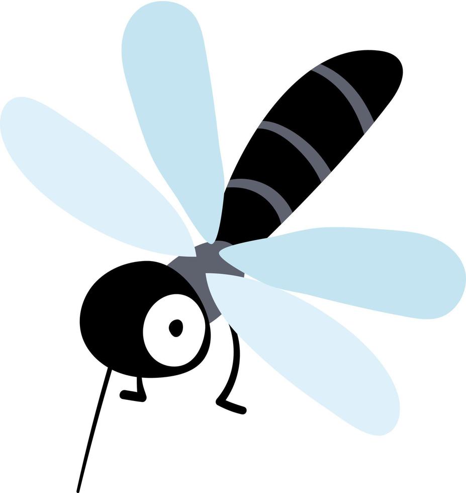 Black flying bug, illustration, vector on white background.