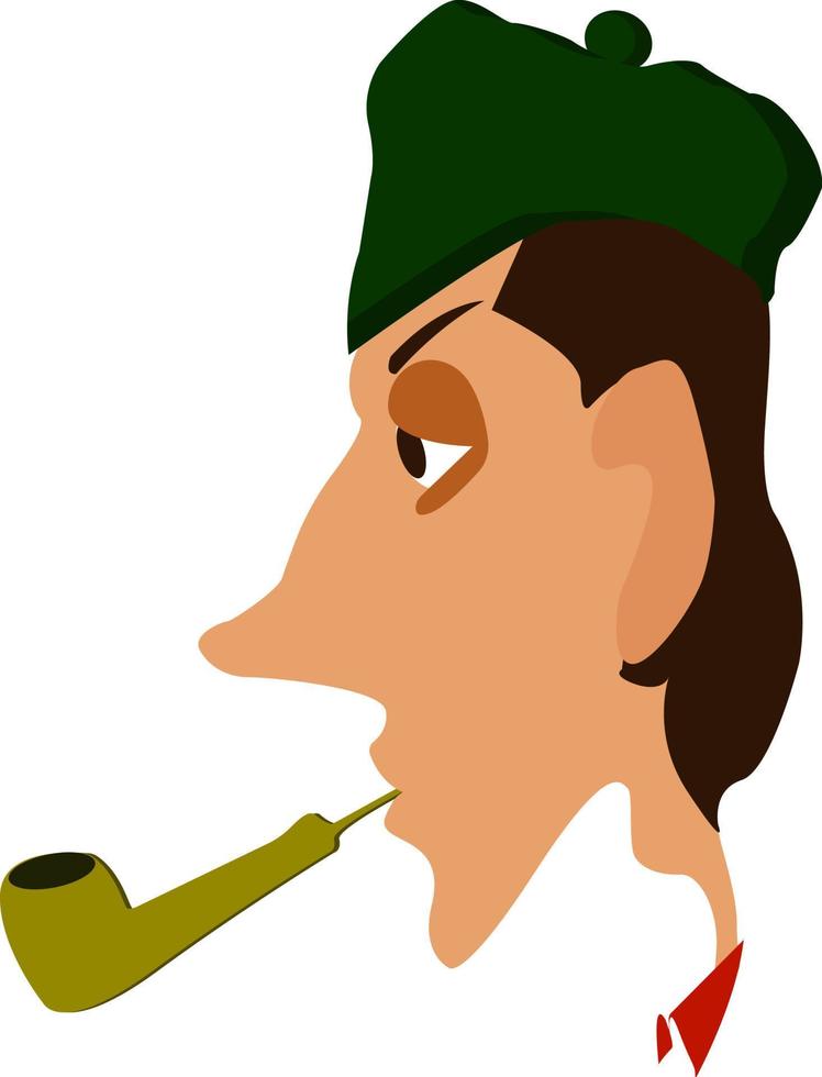 Smoker, illustration, vector on white background.