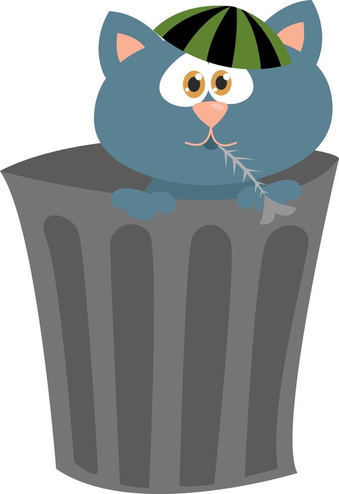 Cat in the dumpster,illustration,vector on white background vector