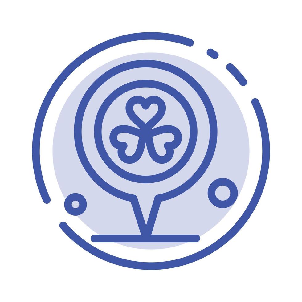 Flower Location Pin Heart Blue Dotted Line Line Icon vector