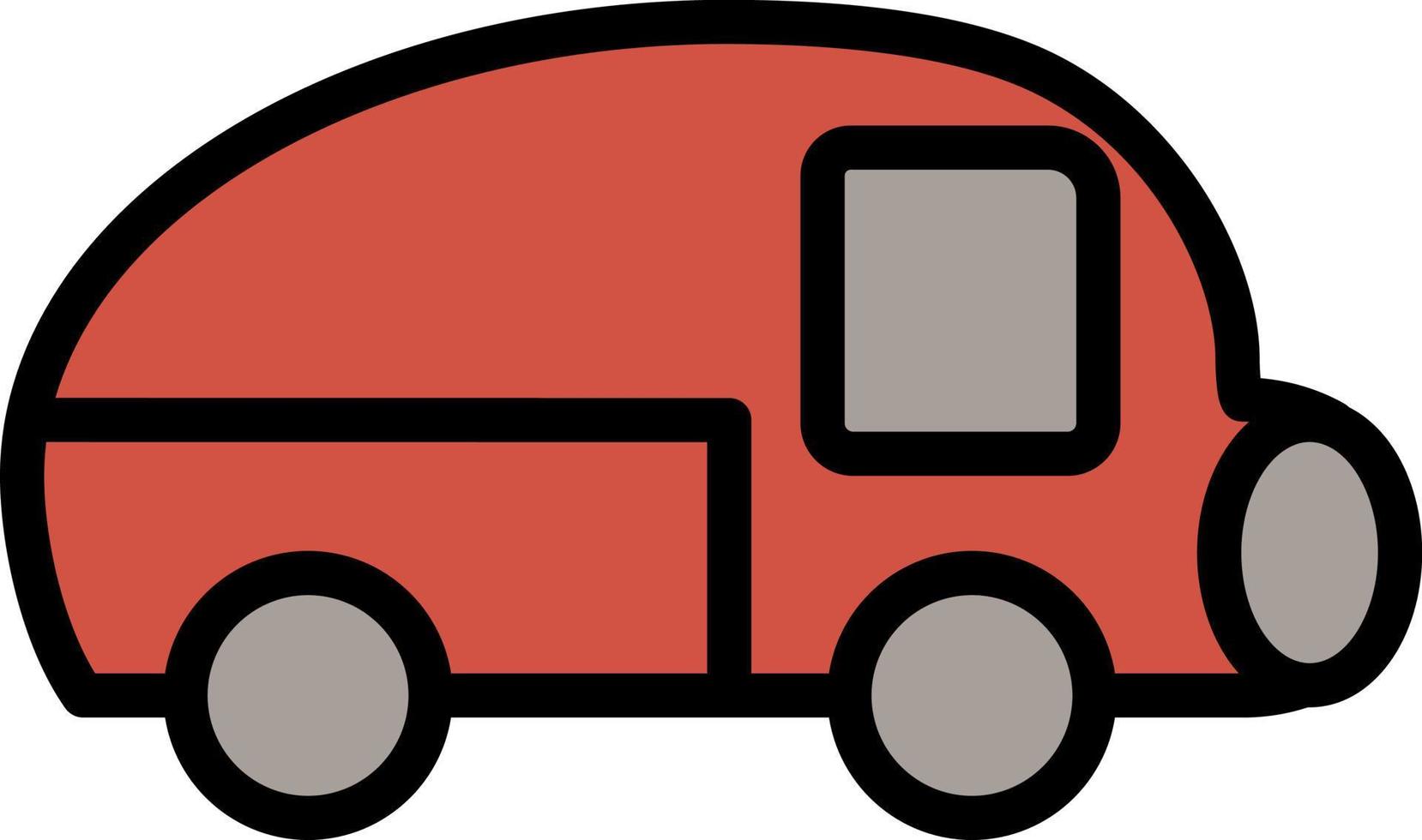 Red small bus, illustration, vector, on a white background. vector