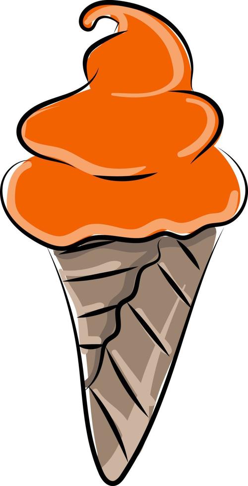 Helado de naranja, ilustración, vector sobre fondo blanco.