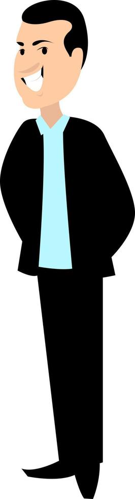 Man in a black suit, illustration, vector on white background.