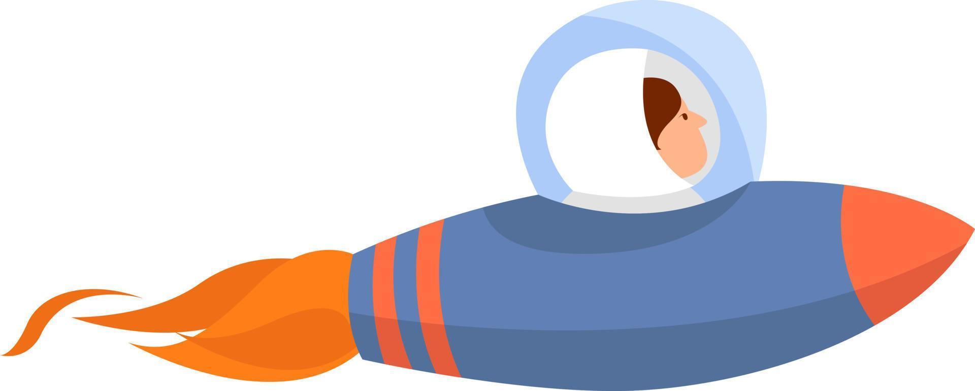 Blue space rocket , illustration, vector on white background