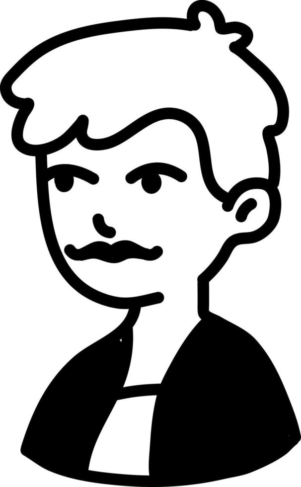 Blonde haired boy with wide lips, icon illustration, vector on white background