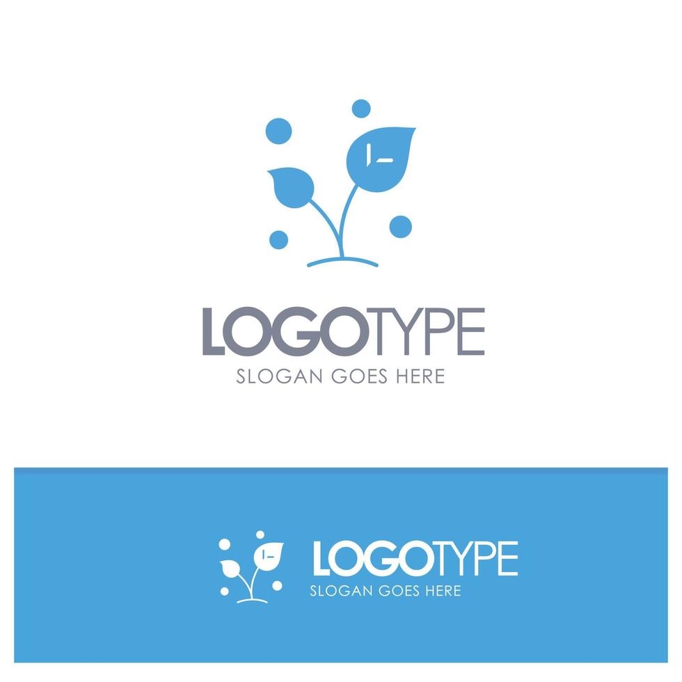Leaf Nature Spring Sprout Tree Blue Solid Logo with place for tagline vector