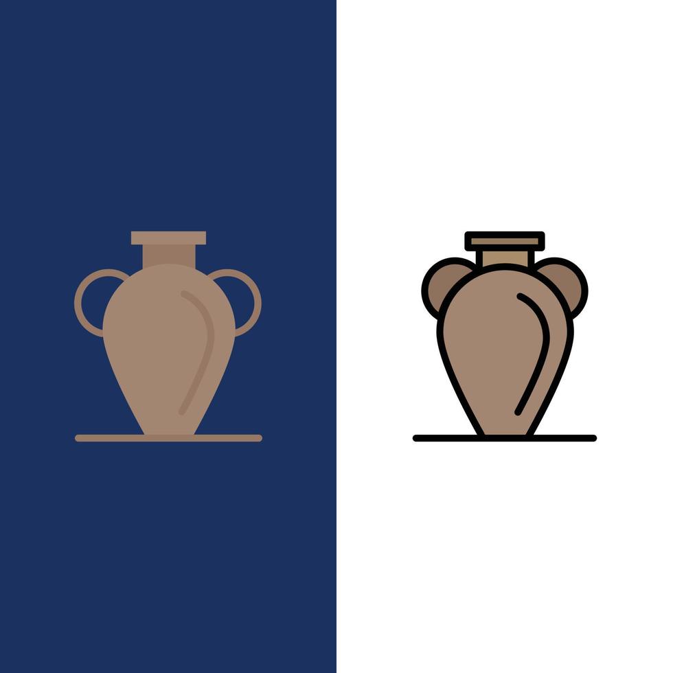 Culture Greece History Nation Vase  Icons Flat and Line Filled Icon Set Vector Blue Background