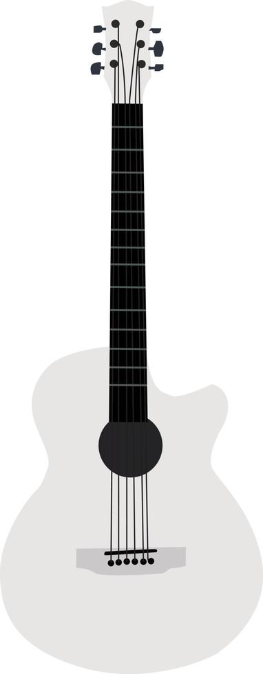 White guitar, illustration, vector on white background.