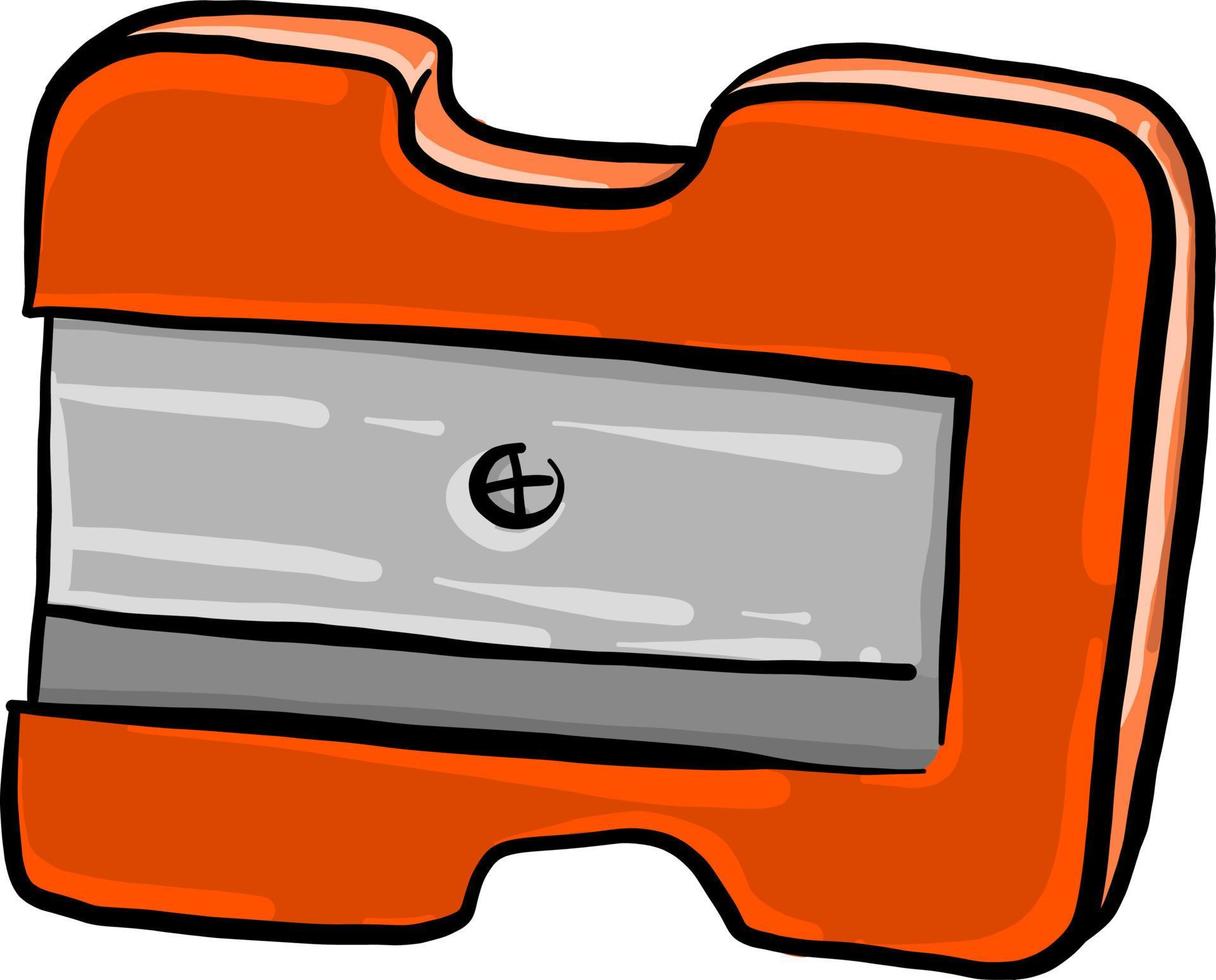 Orange pencil sharpener, illustration, vector on white background