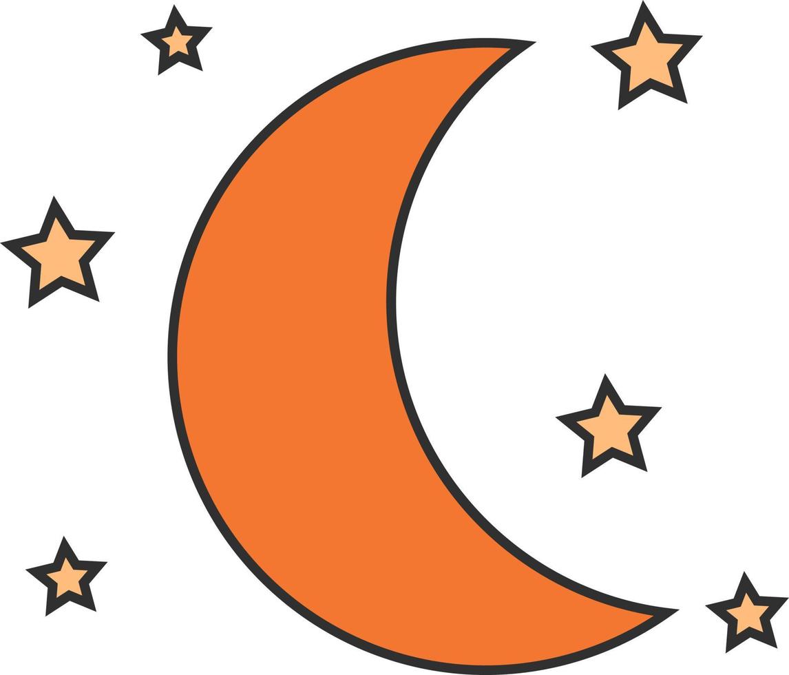 Orange moon, illustration, on a white background. 13504029 Vector Art