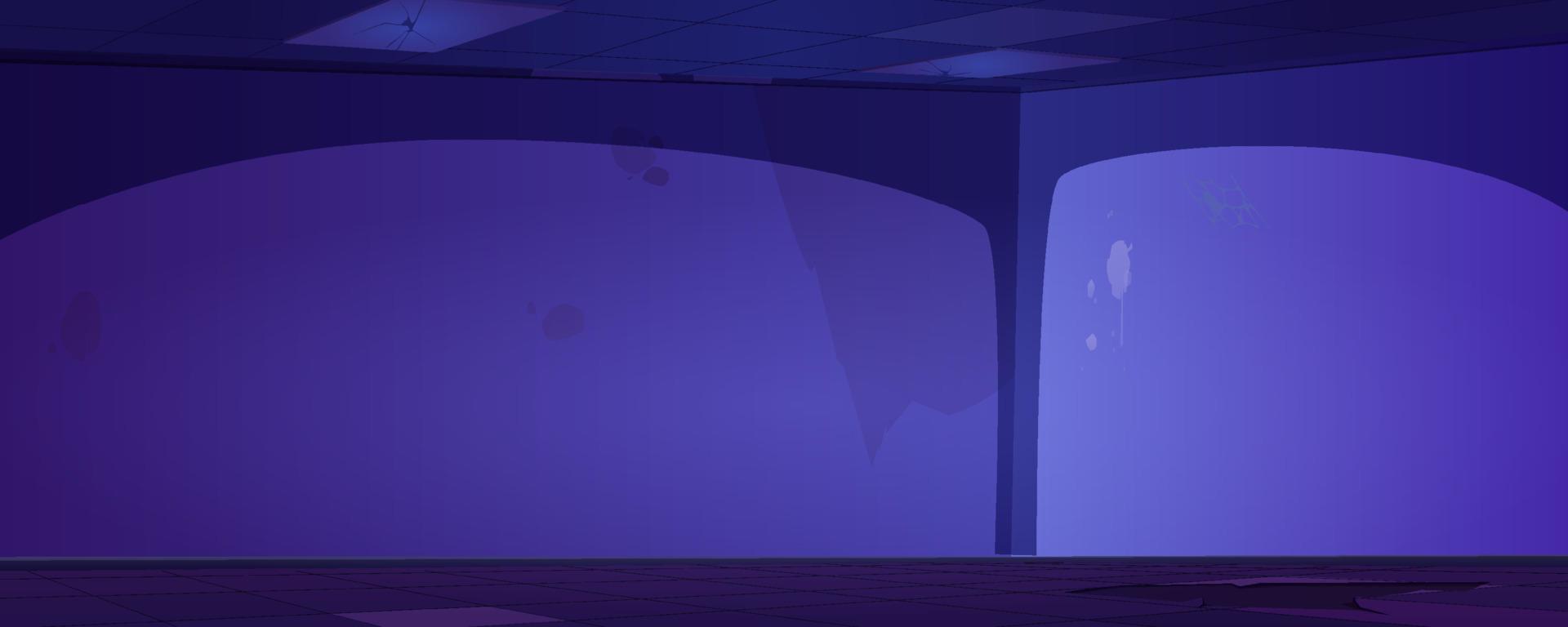 habitación de noche vacía abandonada fondo interior oscuro vector