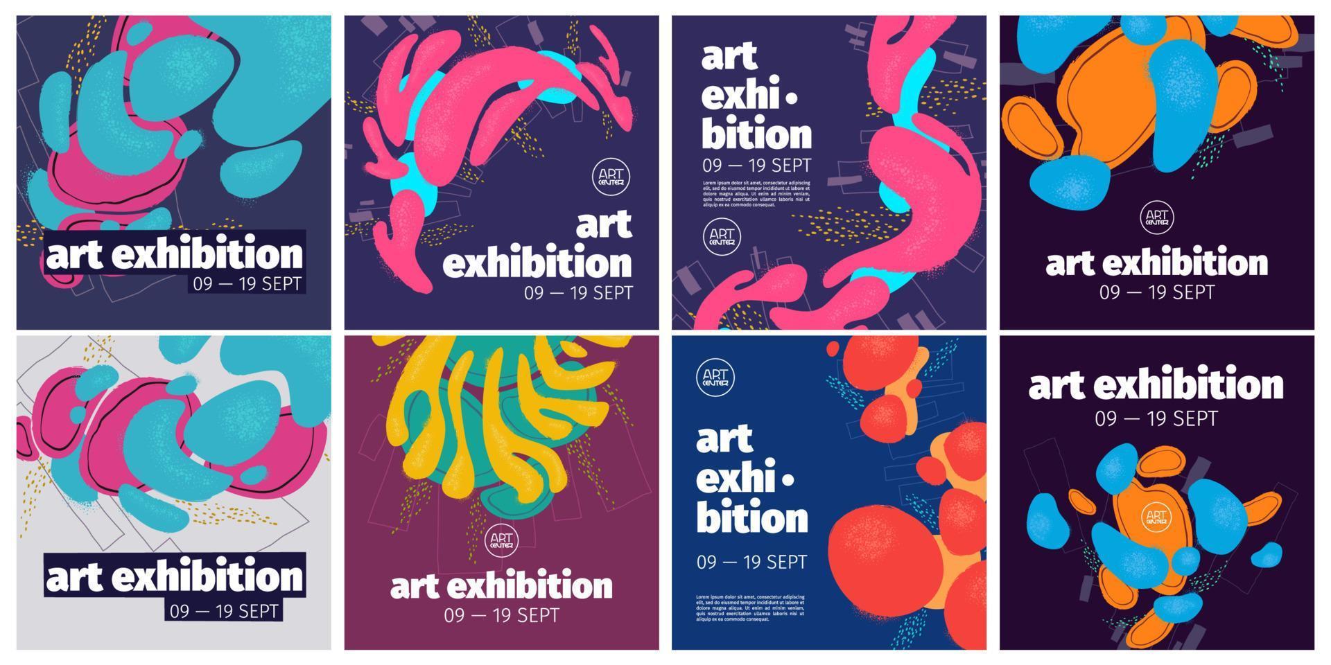 Art center exhibition banners vector