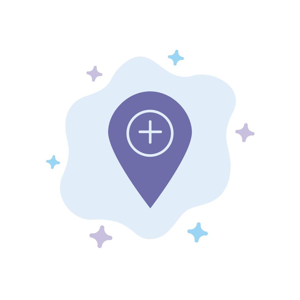 Plus Location Map Marker Pin Blue Icon on Abstract Cloud Background vector