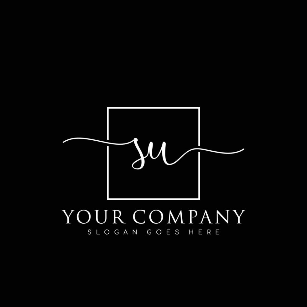 SU Initial handwriting minimalist logo vector