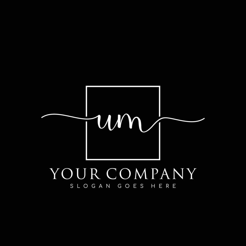 UM Initial handwriting minimalist logo vector