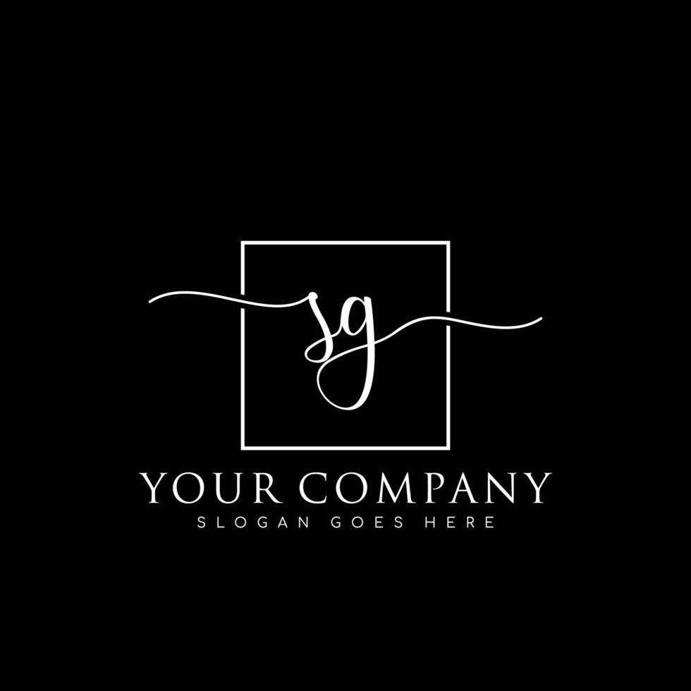 SG Initial handwriting minimalist logo vector