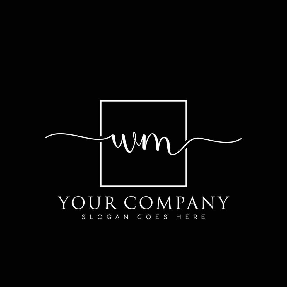 WM Initial handwriting minimalist logo vector