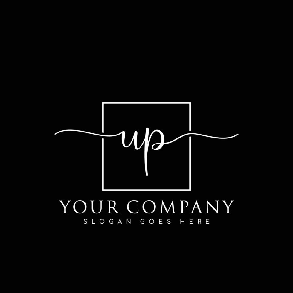 UP Initial handwriting minimalist logo vector