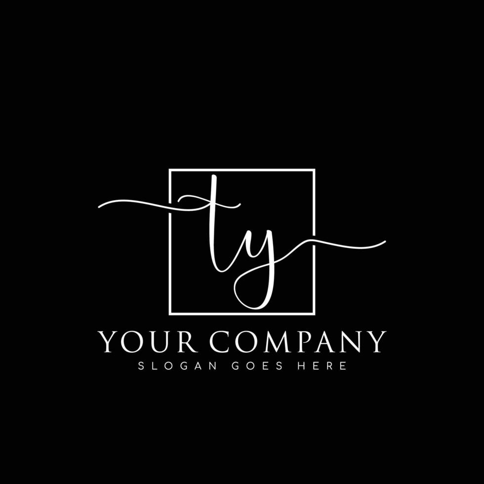 TY Initial handwriting minimalist logo vector