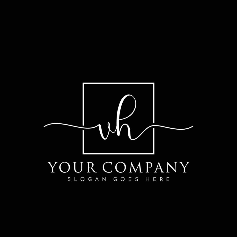 VH Initial handwriting minimalist logo vector