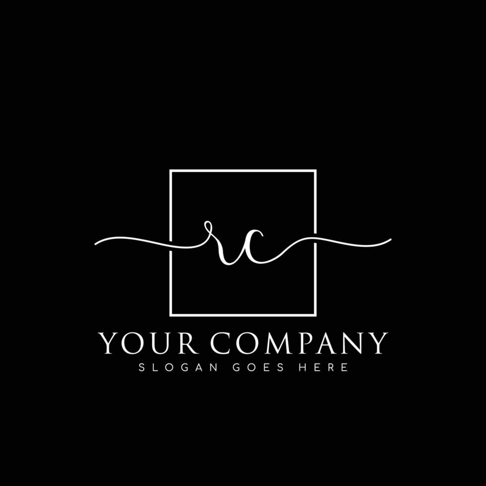 RC Initial handwriting minimalist logo vector
