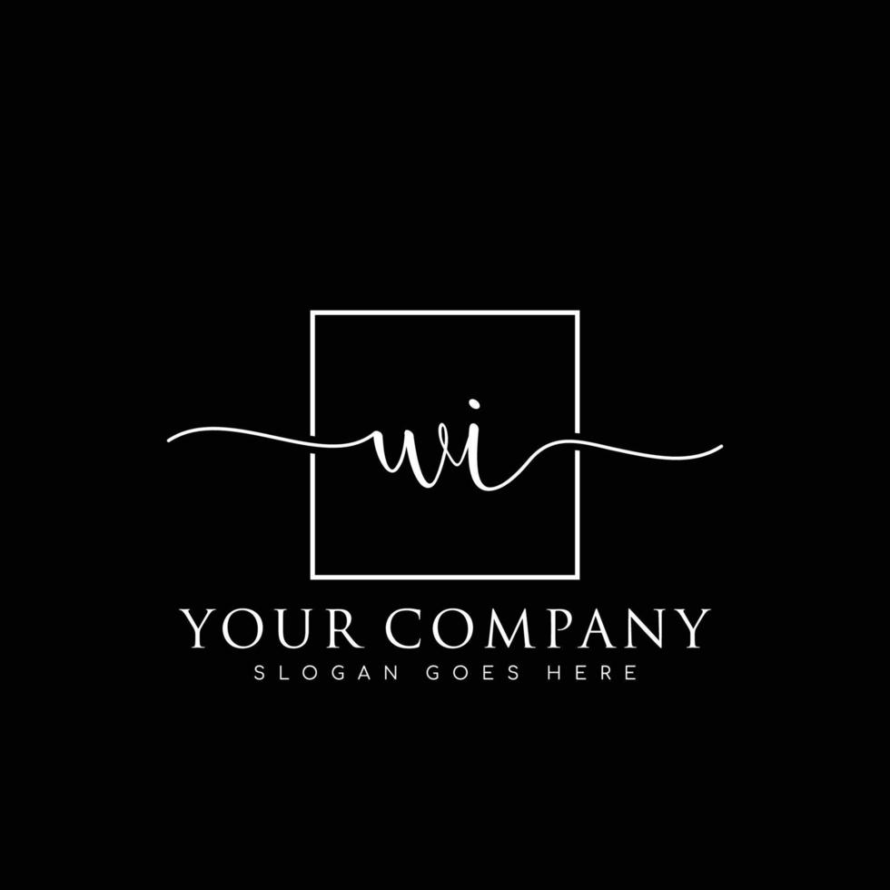WI Initial handwriting minimalist logo vector