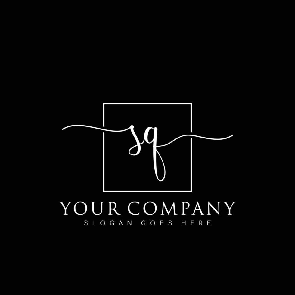 SQ Initial handwriting minimalist logo vector