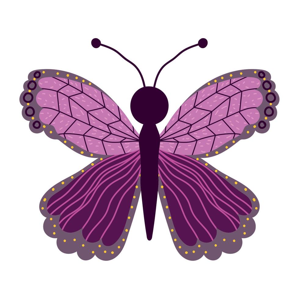 pink butterfly insect animal, decorative wings on white background vector