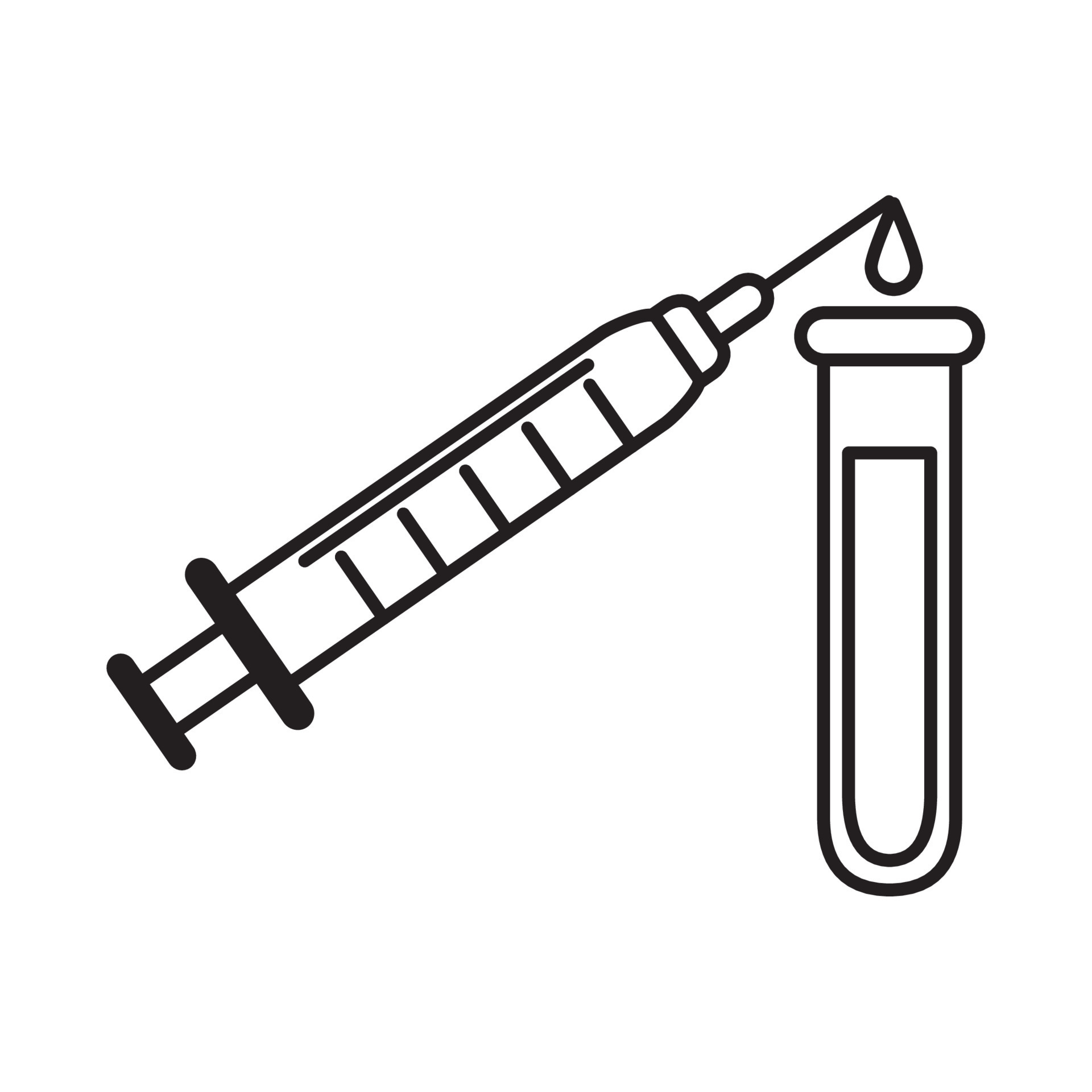 virus covid 19 pandemic syringe test tube laboratory line style icon