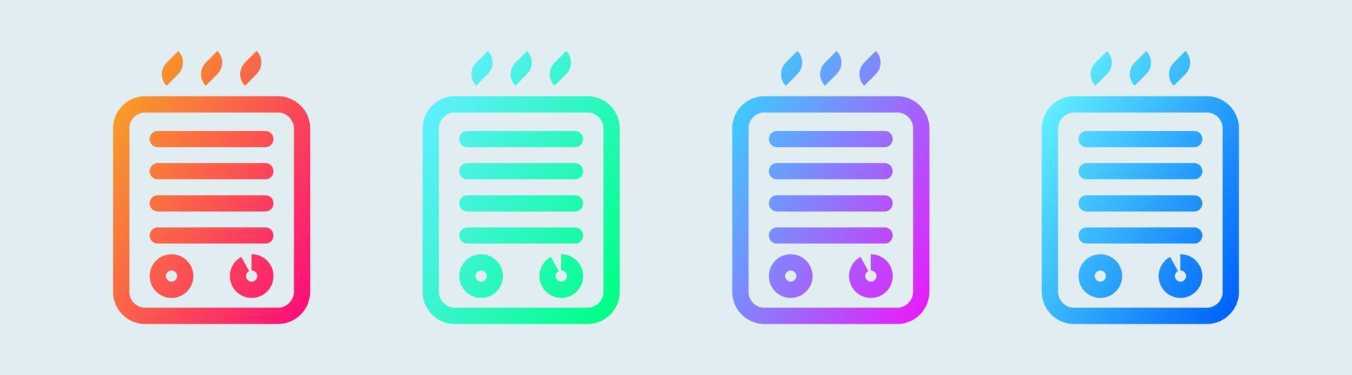 Heater line icon in gradient colors. Warm system signs vector illustration.