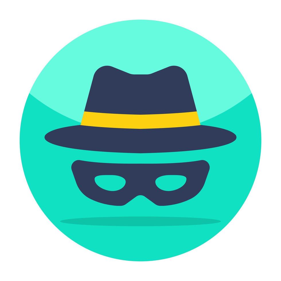 Hat with glasses, icon of spy vector