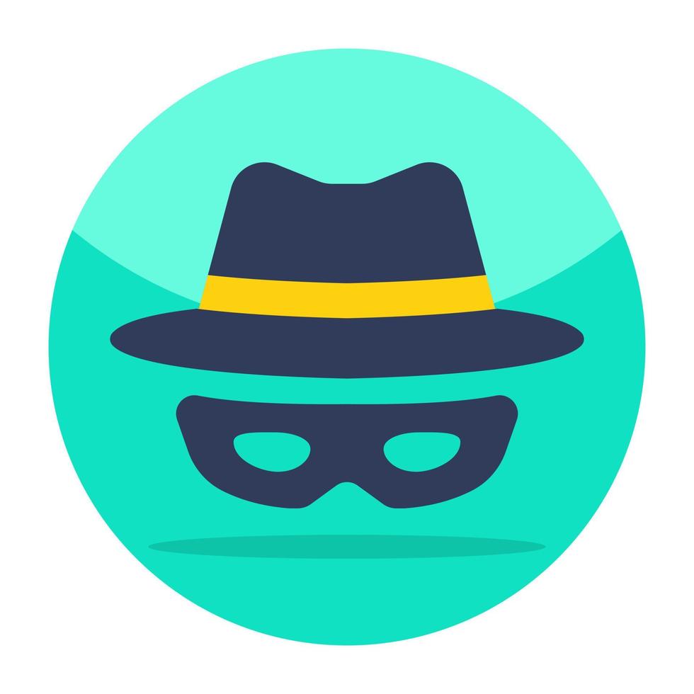 sombrero con gafas, ícono de espía vector