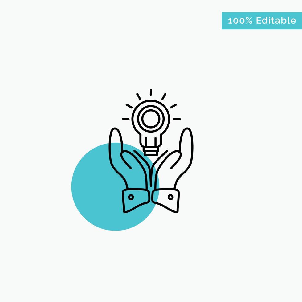 Solution Bulb Business Hand Idea Marketing turquoise highlight circle point Vector icon