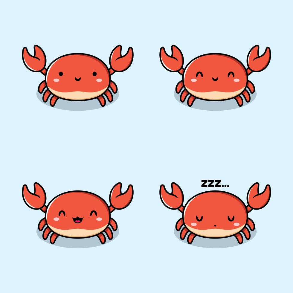vector illustration of kawaii crab emoji