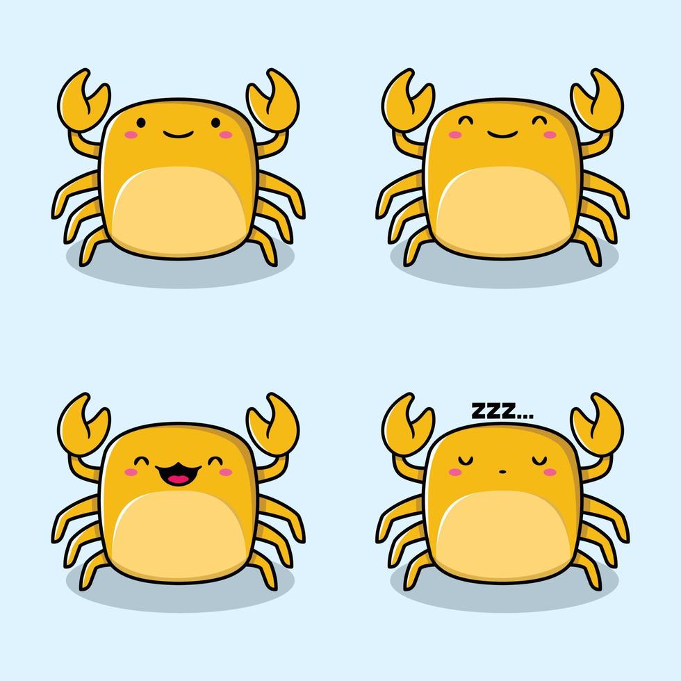 vector illustration of kawaii crab emoji